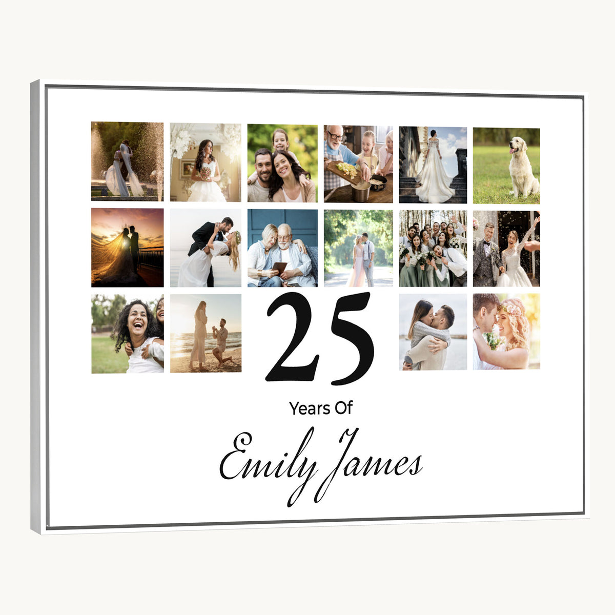 CSTM914ANID-MGV-CV-36X24 - Photo Grid with Number Canvas Print – Personalized Birthday or Anniversary Photo Collage