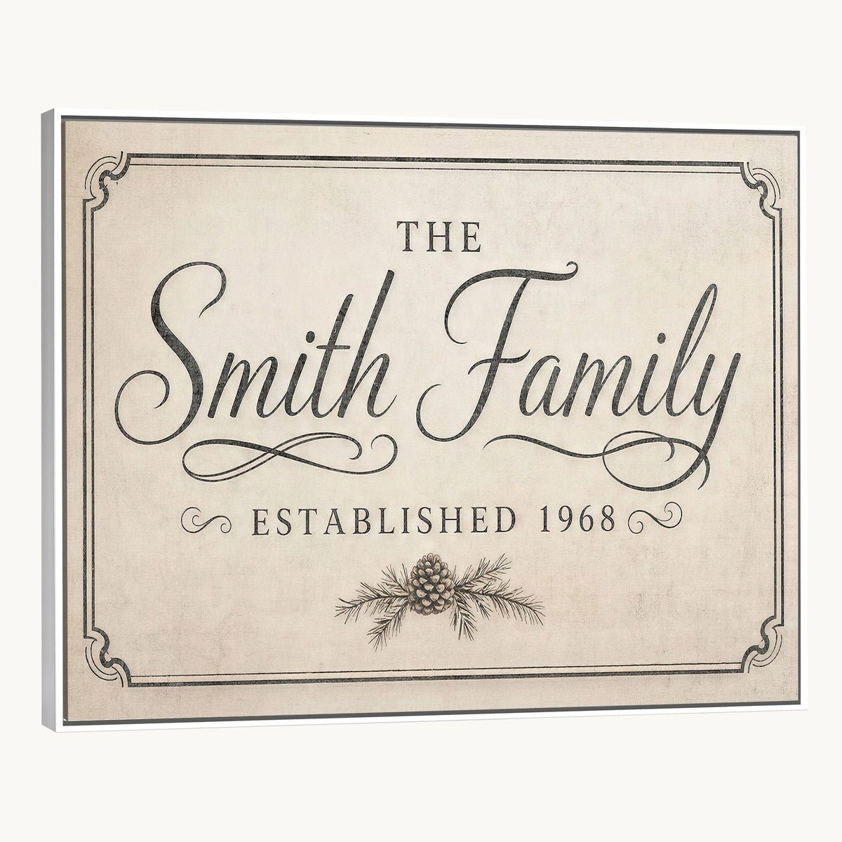 Custom established family sign, wall view