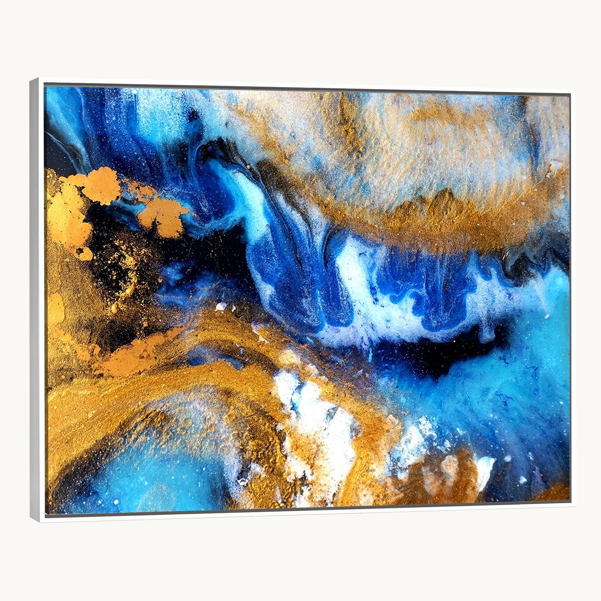 42100-_Poster-30x20 - Large Abstract Wall Art Print | Gold and Blue Abstract Canvas Wall Art