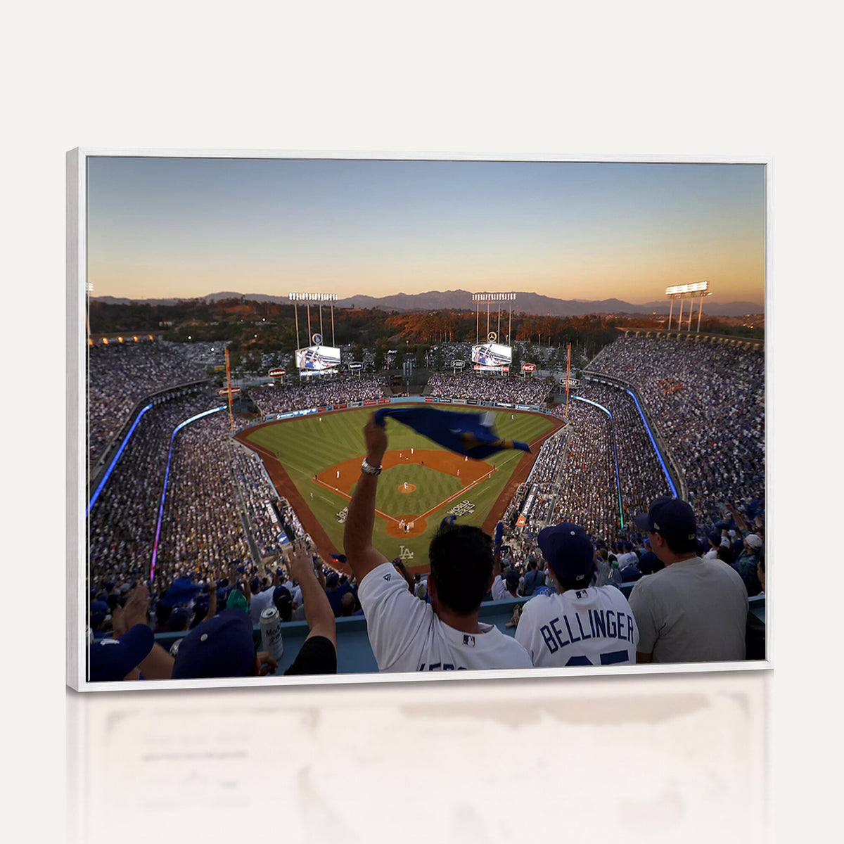 60162-MGV-CV-36X24 - Dodger Stadium Sunset Game Triple Canvas Wall Art, Los Angeles Dodgers MLB Match