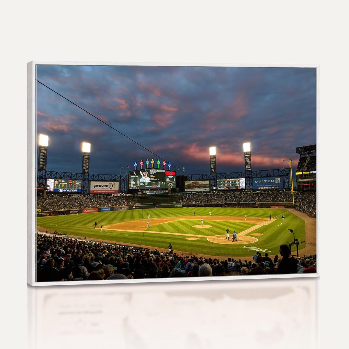96063-MGV-CV-36X24 - Chicago White Sox Baseball Team Print Canvas, Guaranteed Rate Field, Framed and Ready to Hang