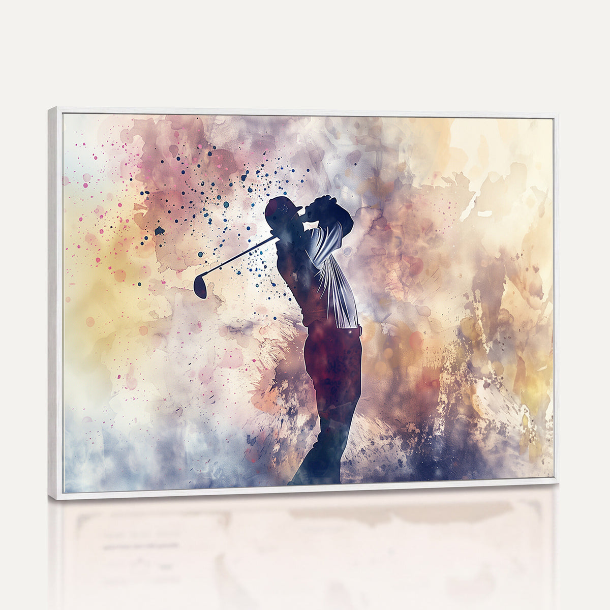 10848-MGV-CV-36X24 - Abstract Watercolor Golf Player Wall Art Canvas Print