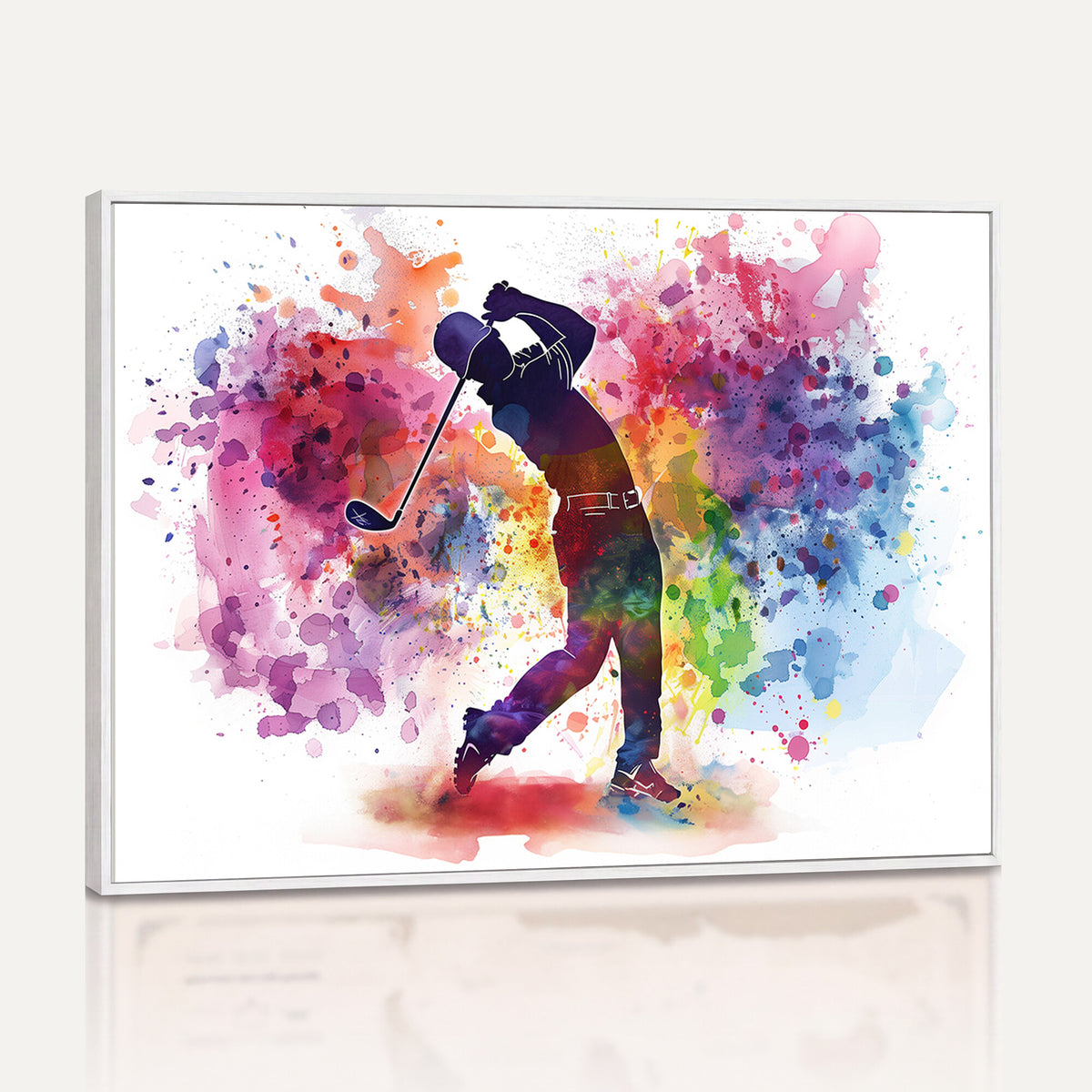 66537-MGV-CV-36X24 - Colorful Golfer Swing Wall Art Canvas Print, Ready to Hang