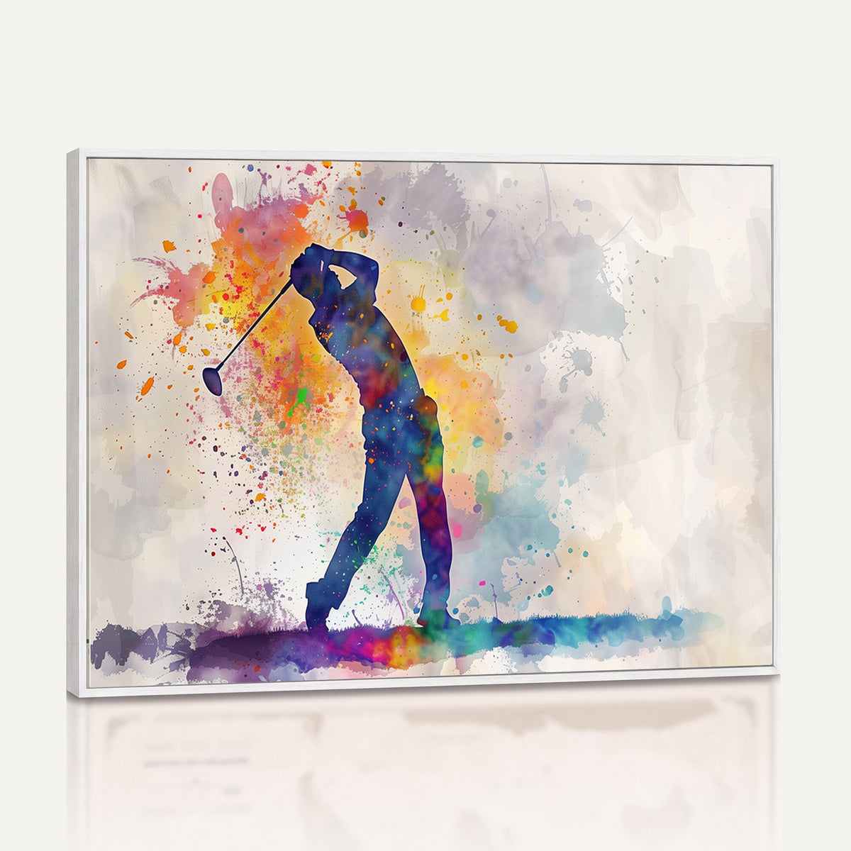 89625-MGV-CV-36X24 - Vibrant Watercolor Golf Swing Wall Art Canvas Print | Extra Large 3 Piece Canvas Wall Art