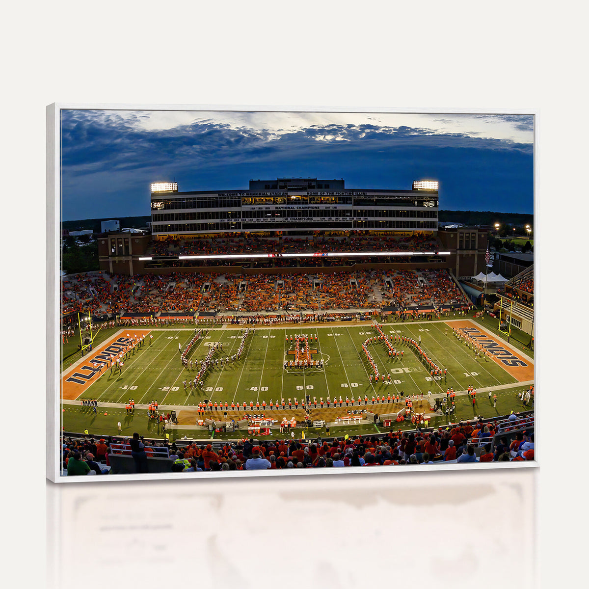 44513-MGV-CV-36X24 - University of Illinois Fighting Illini Football Team Print - Champaign Illinois Memorial Stadium