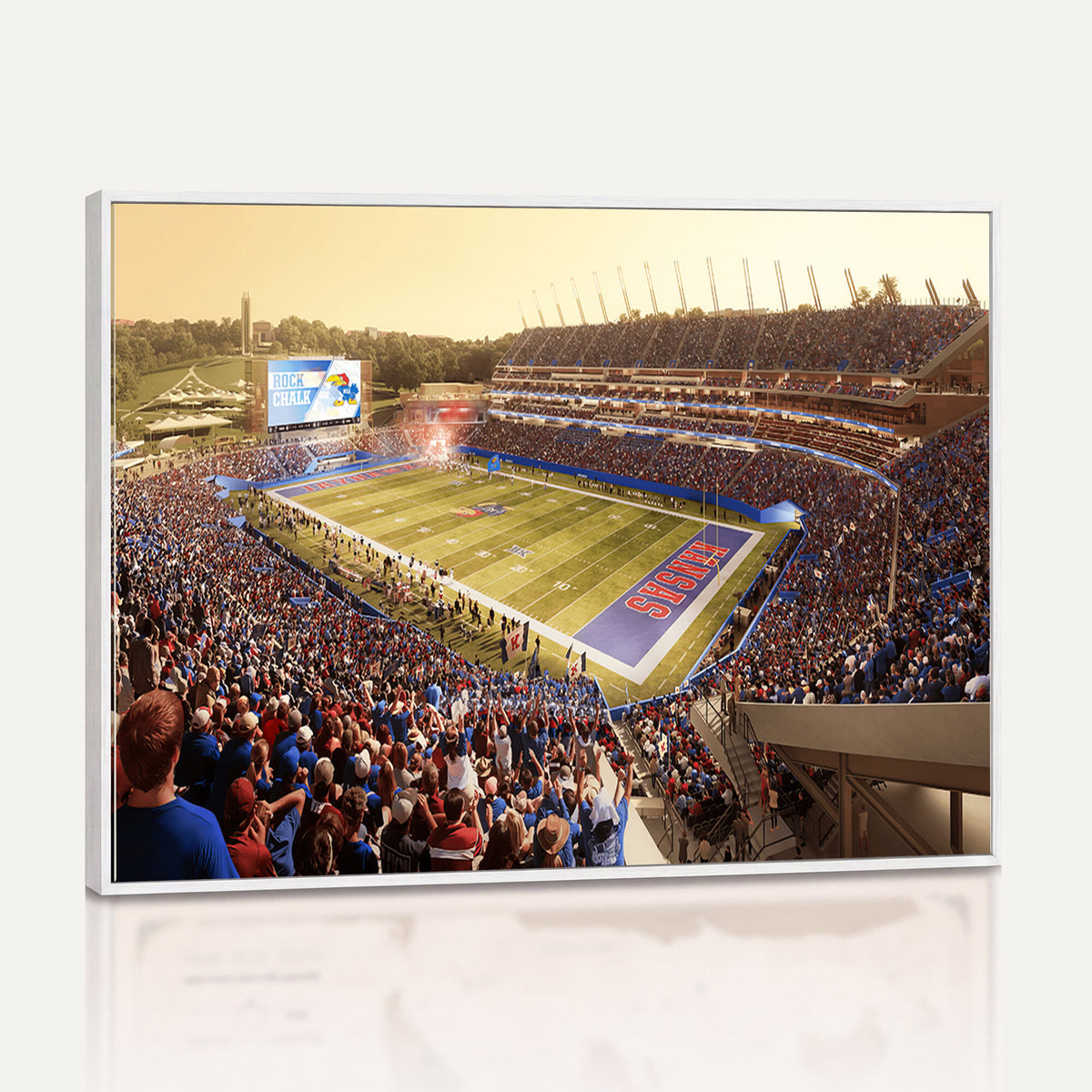 71731-MGV-CV-36X24 - University of Kansas Jayhawks Football Team Print - Lawrence Kansas Memorial Stadium Wall Art Canvas