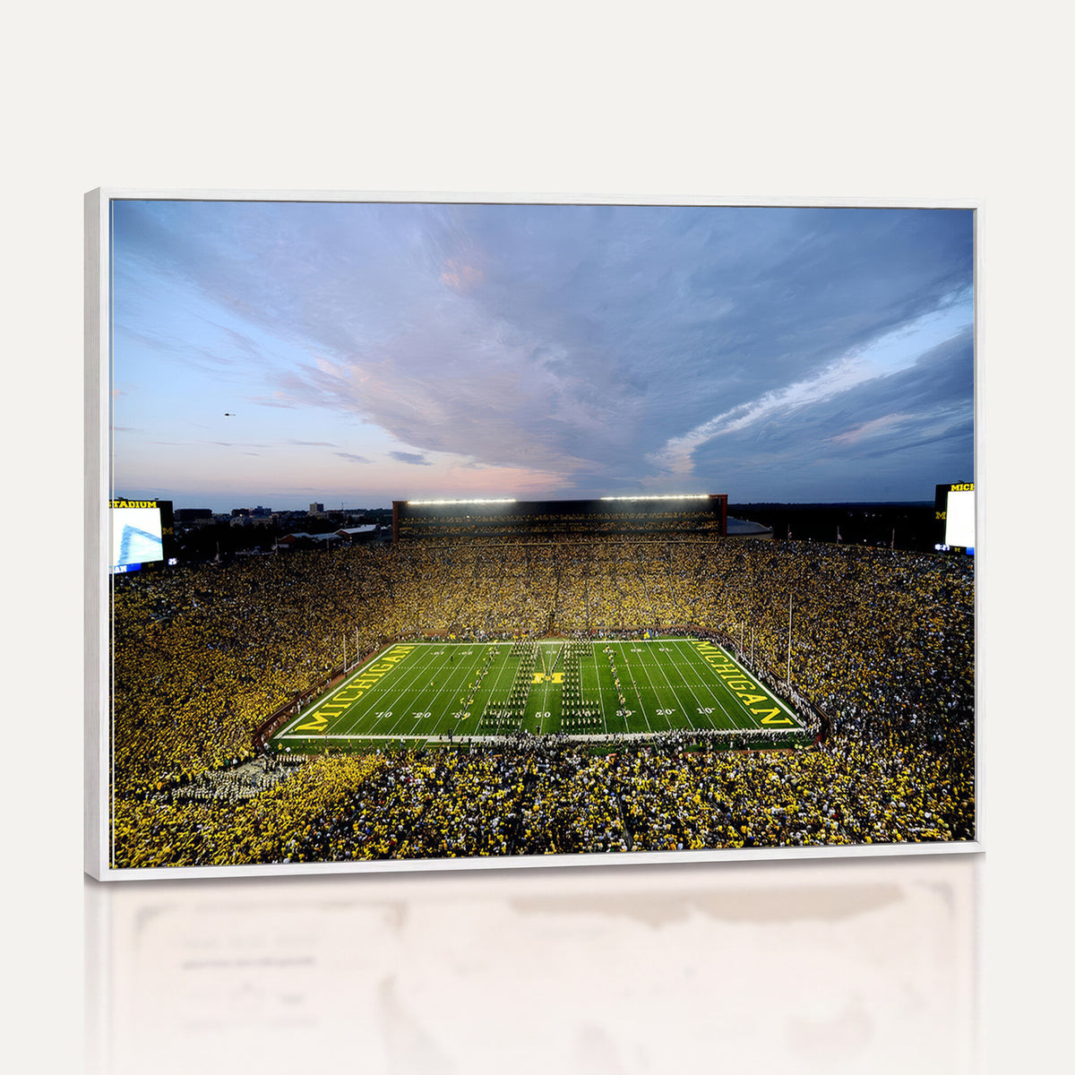 82641-MGV-CV-36X24 - Michigan Stadium Wall Art Canvas Print – Framed Football Field Scene with Marching Band Artwork for Home, Office