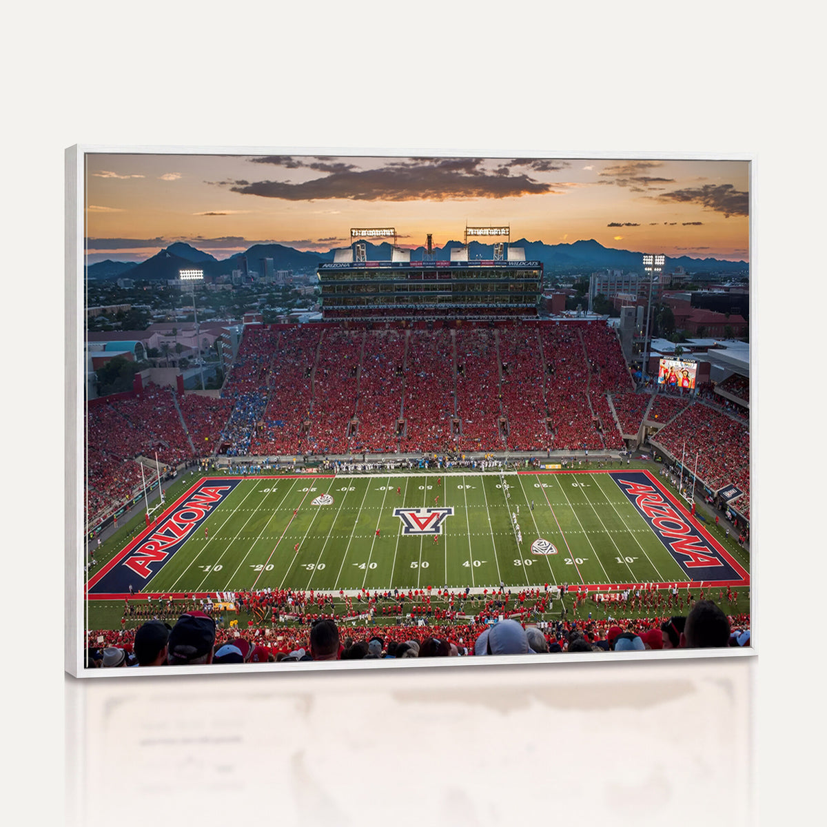99722-MGV-CV-36X24 - Framed Arizona Wildcats Football Team Print - Tucson Arizona Stadium Wall Art Canvas Print
