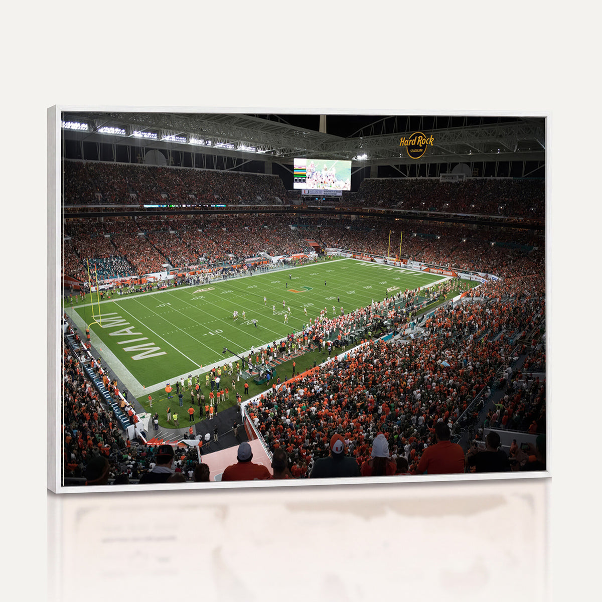 33698-PAN-FL-20X10 - Miami Hurricanes Football Team Print Canvas- Miami Hard Rock Stadium Wall Art Canvas Print