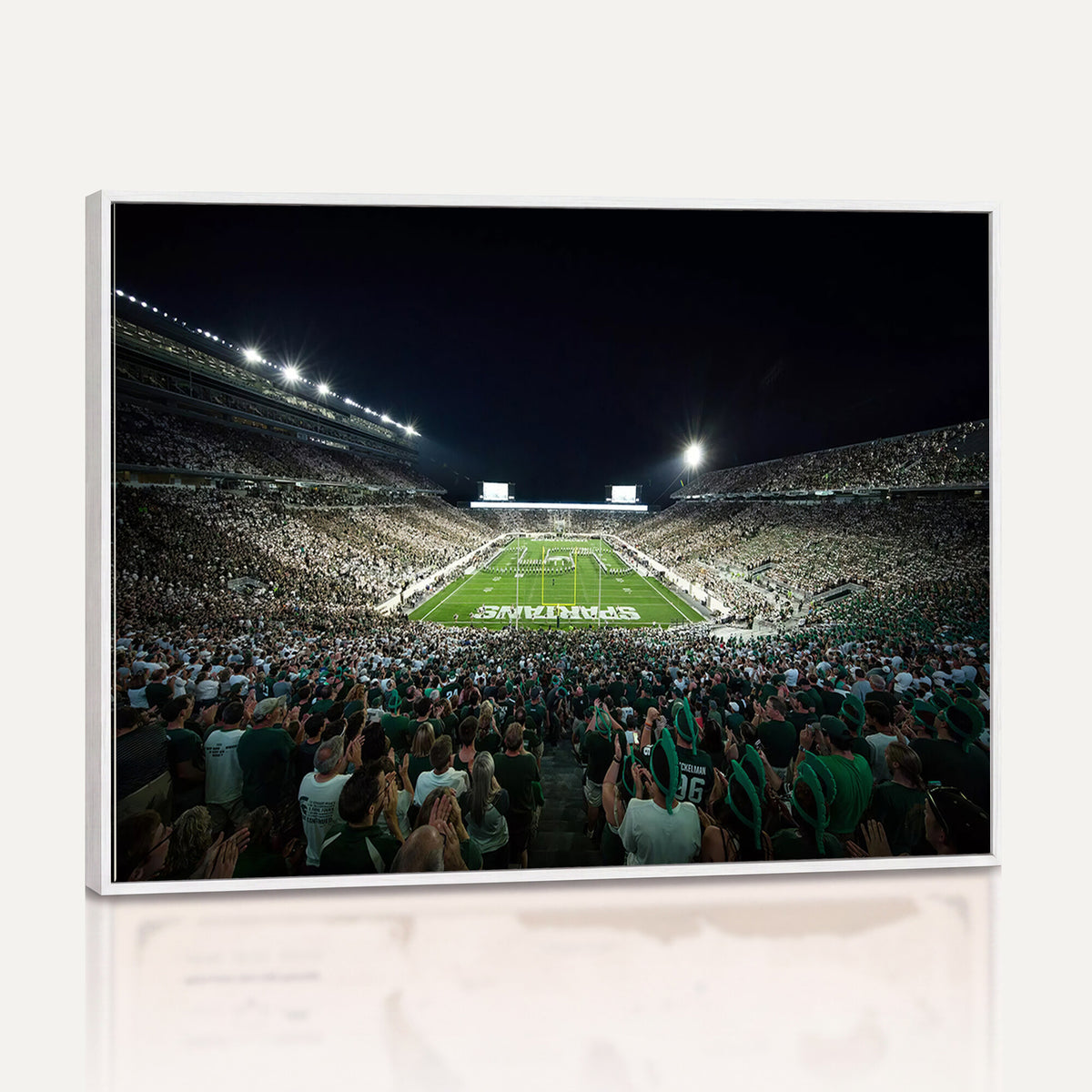 57523-PAN-FL-20X10 - Framed Michigan State Spartans Football Team Print - East Lansing Spartan Stadium Wall Art Canvas