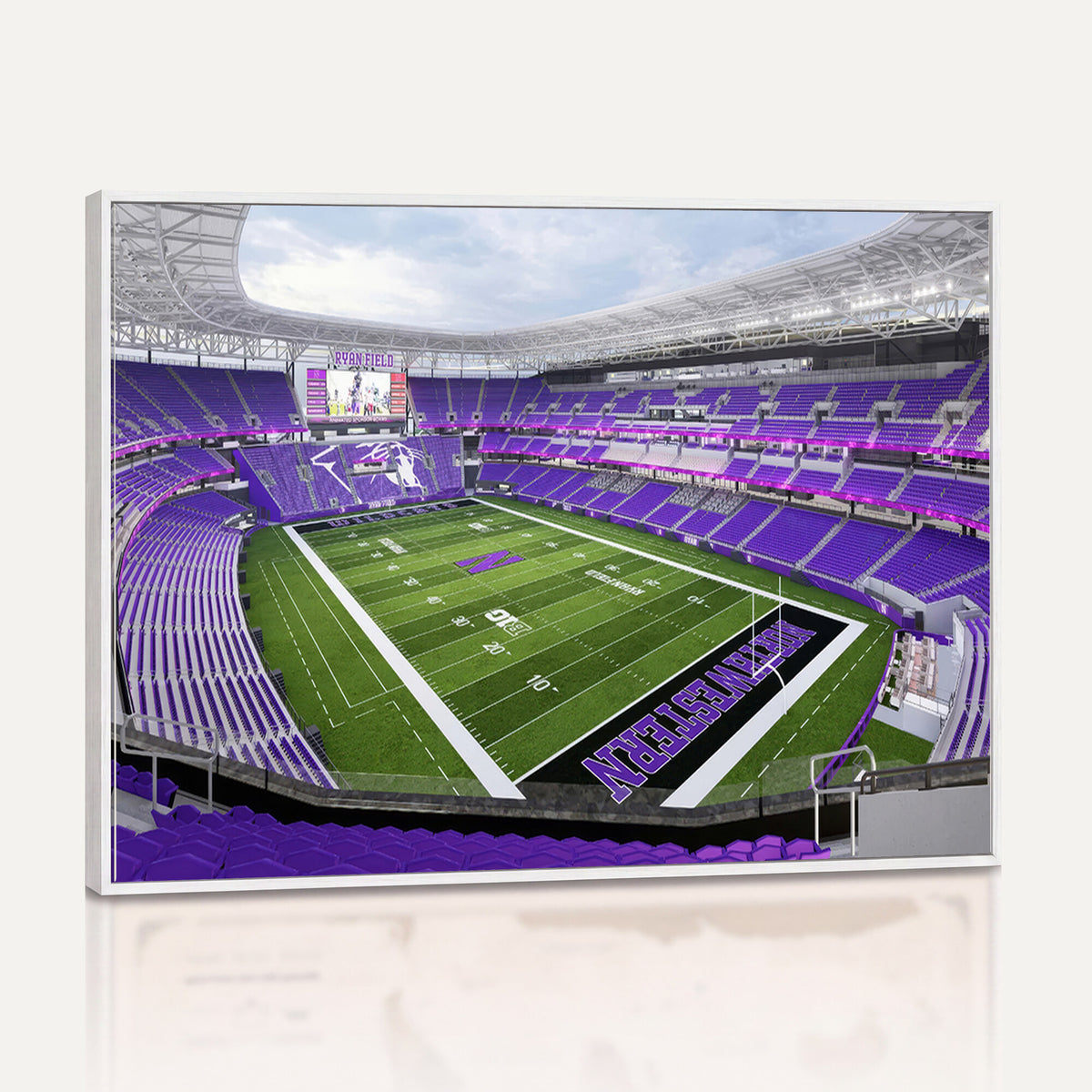 49190-MGV-CV-36X24 - Northwestern University Wildcats Football Team Print - Evanston Ryan Field Wall Art Canvas Print