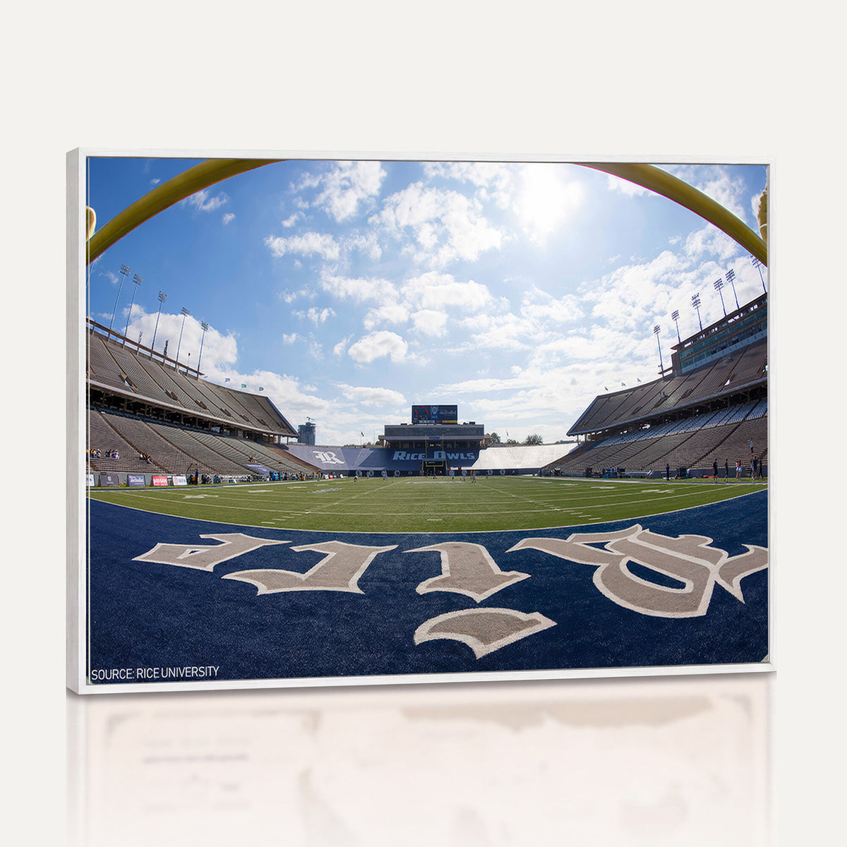 50267-MGV-CV-36X24 - Rice University Owls Football Team Print, Houston Rice Stadium, Framed and Ready to Hang