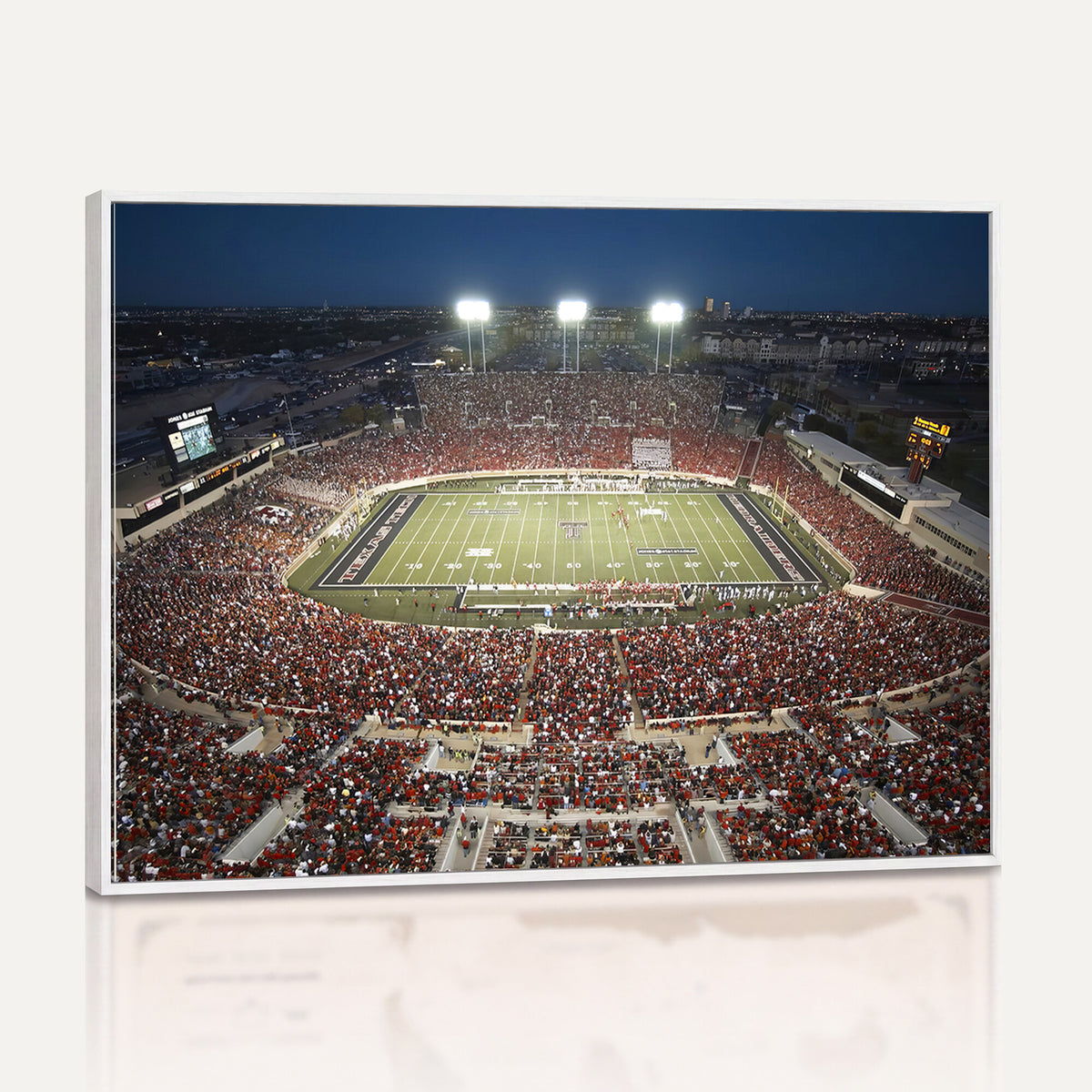 55763-MGV-CV-36X24 - Texas Tech Red Raiders Football Team Print, Lubbock Jones AT&T Stadium, Framed and Ready to Hang