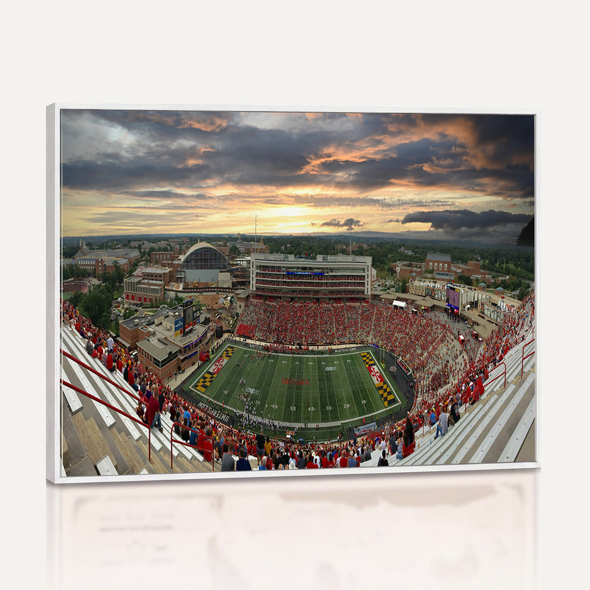 29993-PAN-FL-20X10 - University of Maryland Terrapins Football Team Print - College Park SECU Stadium Wall Art Canvas