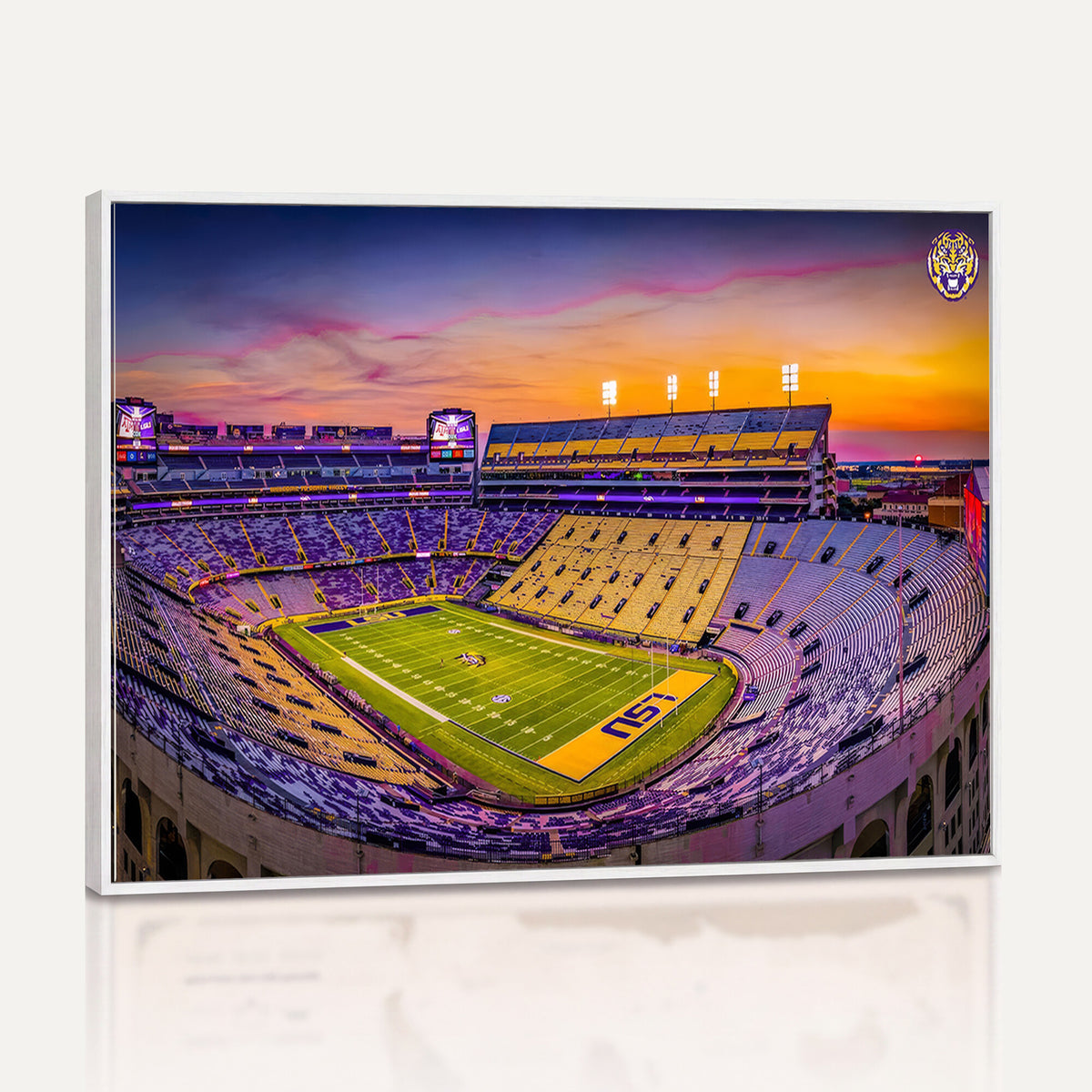 93538-MGV-CV-36X24 - The Louisiana State University Tigers Football Team Print, Framed and Ready to Hang Stadium Print