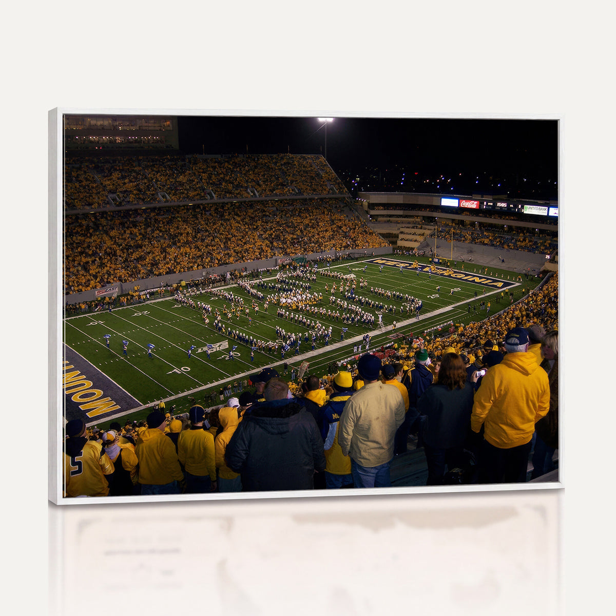 58154-MGV-CV-36X24 - West Virginia University Mountaineers Football Team Print, Milan Puskar Stadium, Morgantown