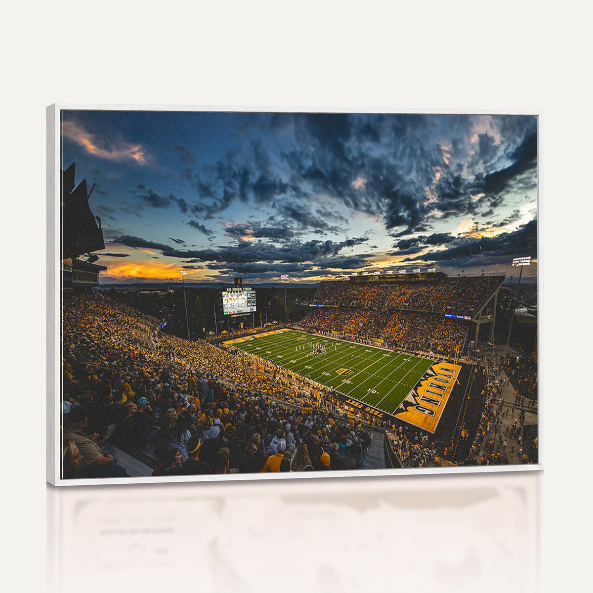 61020-MGV-CV-36X24 - University of Wyoming Cowboys Football Team Print, Laramie, Framed and Ready to Hang