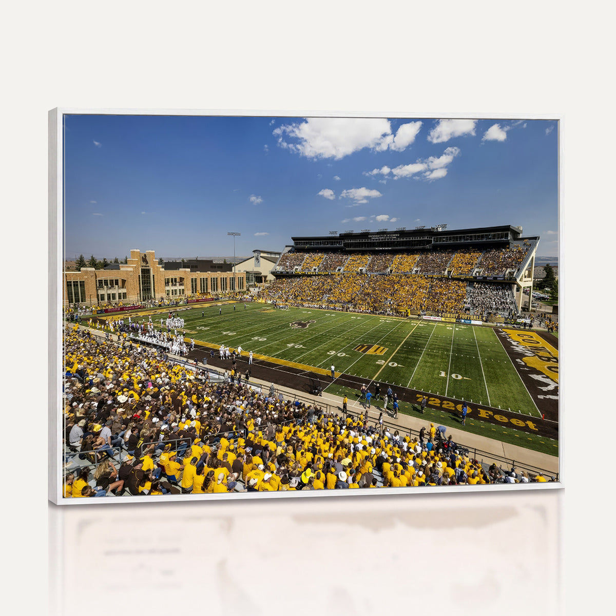 75112-MGV-CV-36X24 - University of Wyoming Cowboys Football Team Print, Laramie, Home Bar Wall Decor