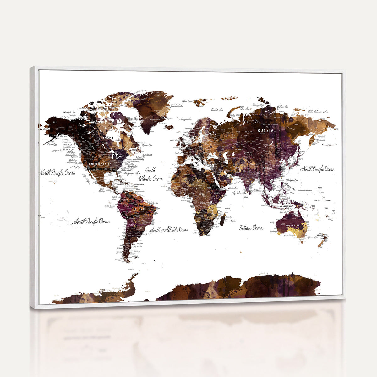 50611-PAN-FL-20X10 - World Map Canvas Print | Detailed Map of the World Wall Art