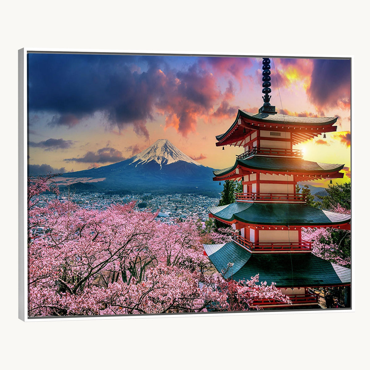 95987-MGV-CV-24X16 - Cherry Blossoms Canvas Print, Chureito Pagoda and Mount Fuji Wall Art