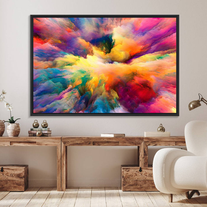 Blazing Vibrant Colors Cloud-like Wall Art Canvas Print adds flair to the space.