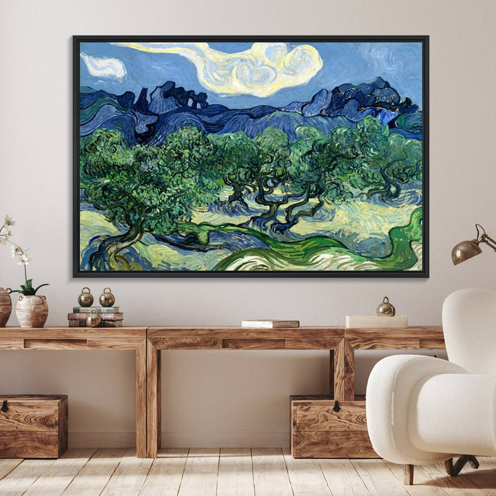 A museum-quality Olive Trees Van Gogh wall art canvas print, ready to hang.