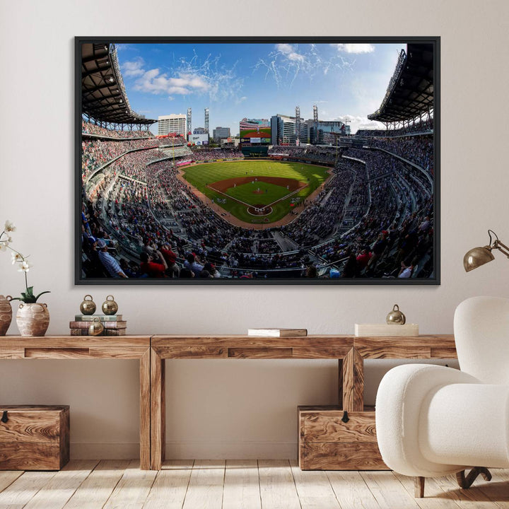 Truist Park Stadium Triple Canvas: Atlanta Braves Game Day Sky—Perfect Decor!.