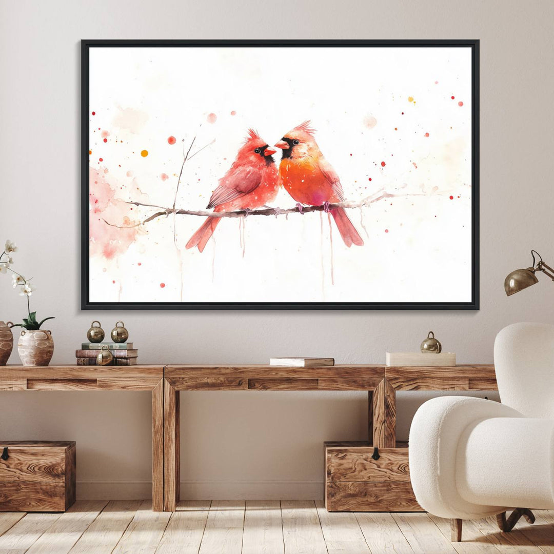 The Cardinal Bird Canvas Wall Art adds vibrant wildlife art to the wall.