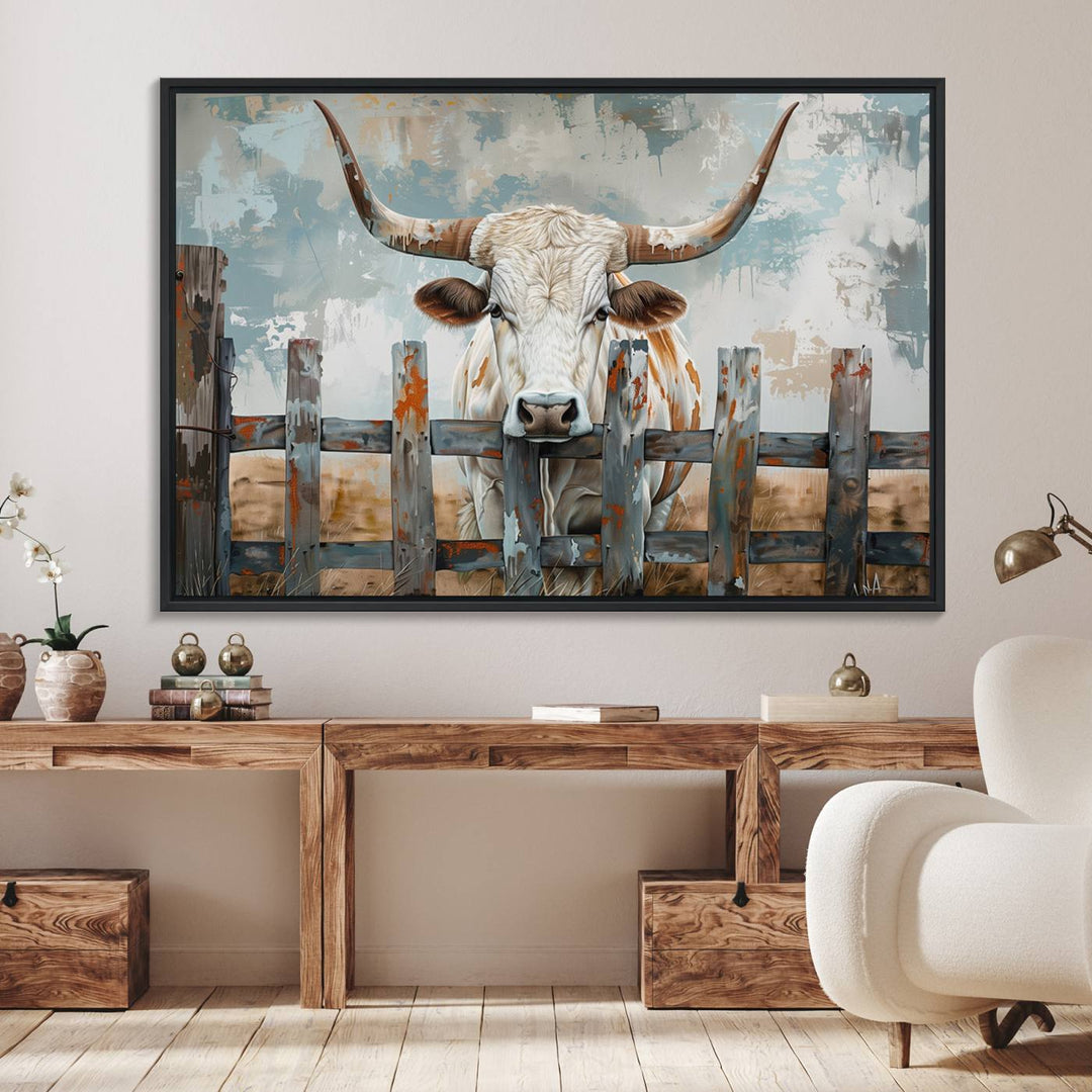 Vintage Cow Wall Art Canvas Print.
