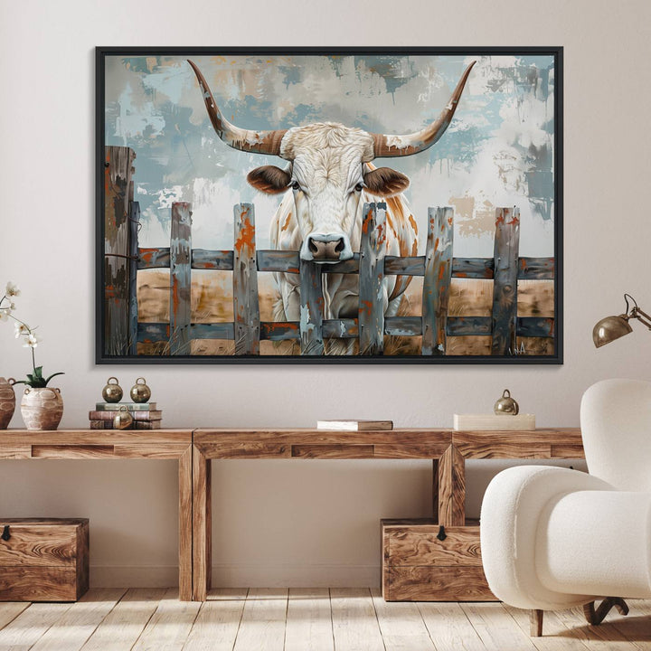 Vintage Cow Wall Art Canvas Print.