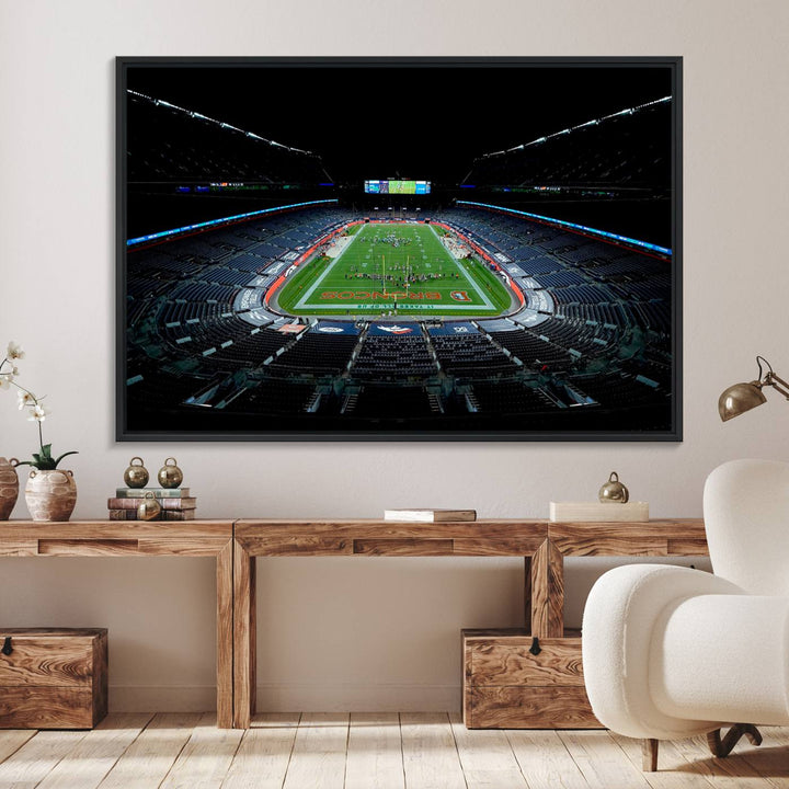 Museum-quality canvas print of Denver Broncos Empower Field at Mile High Stadium.