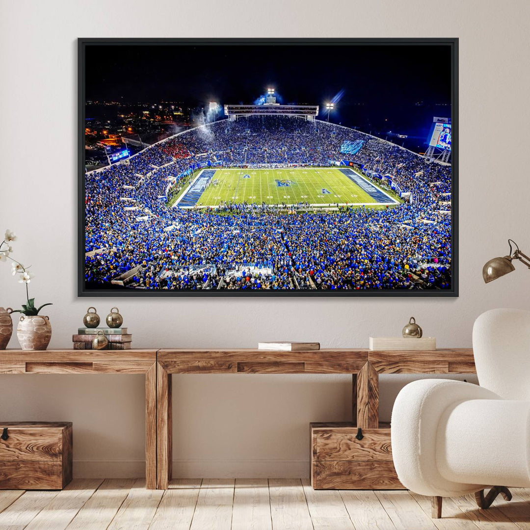 The University of Memphis Tigers Football Team Wall Art Canvas Print shines brightly.