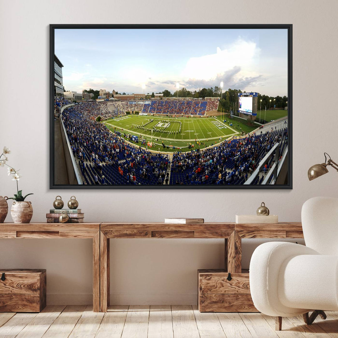 Wallace Wade Stadium print featuring a green field and sky.