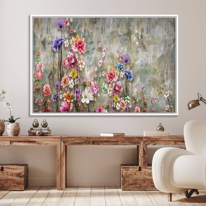 The Cozy Flowers Painting on Canvas features UV protection to ensure lasting vibrancy.