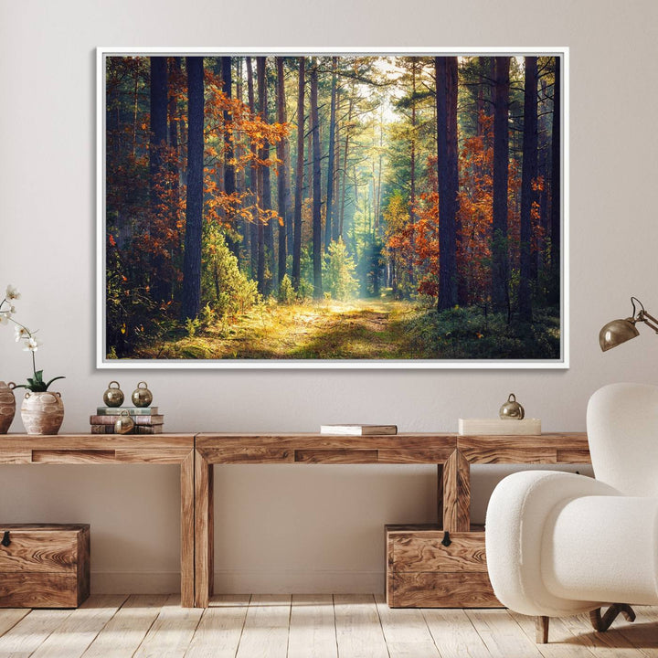 The Dark Forest canvas wall art showcases a captivating forest landscape.