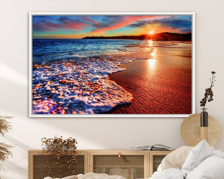 Hawaii Beach and Sunset Wall Art Canvas Print