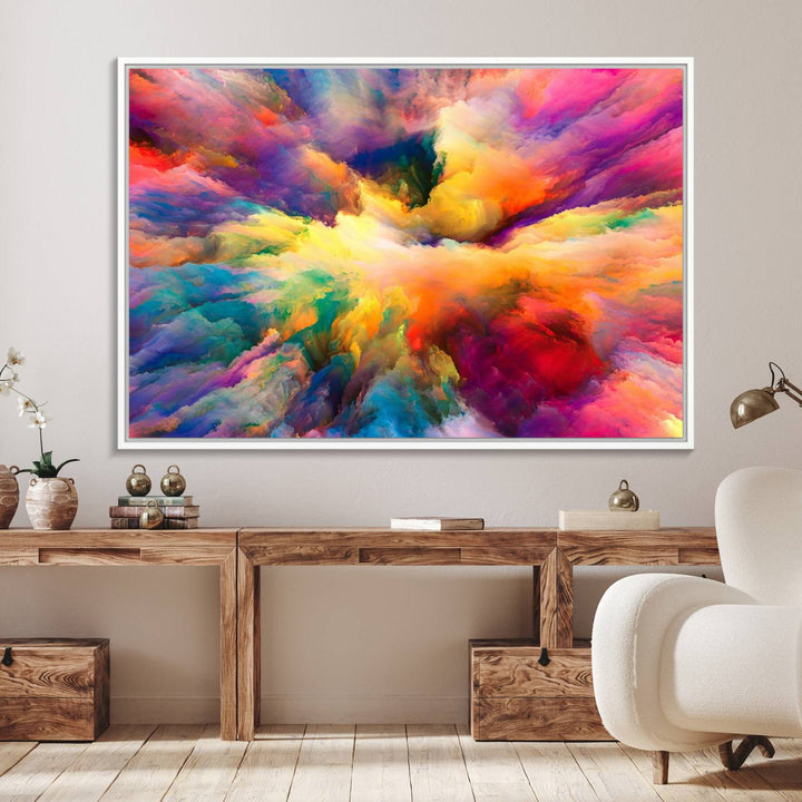 Blazing Vibrant Colors Cloud-like Wall Art Canvas Print adds flair to the space.