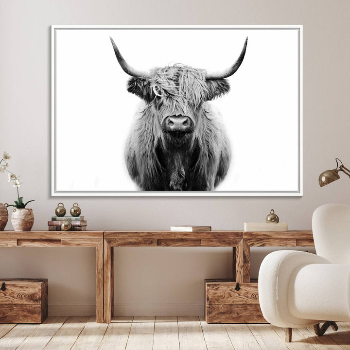 Highland Cow Canvas hanging prominently.