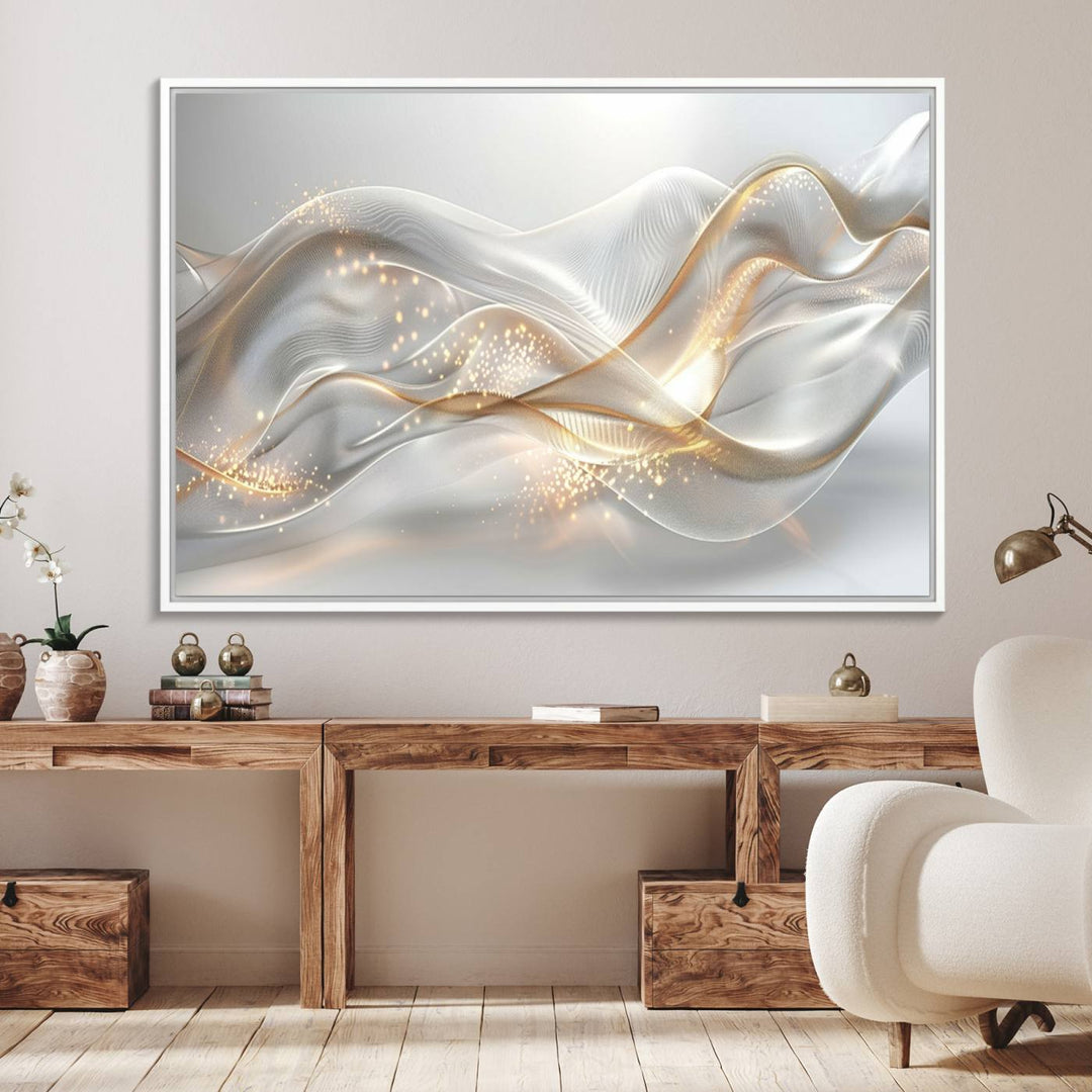 The Abstract Art Grey and Gold Lines Wall Art is a standout piece.