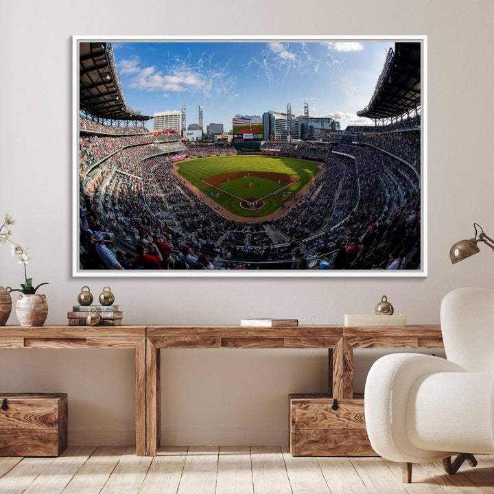 Truist Park Stadium Triple Canvas: Atlanta Braves Game Day Sky—Perfect Decor!.