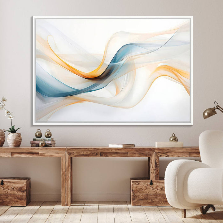 Decorative Turquoise Abstract Wave Wall Art Canvas Print.