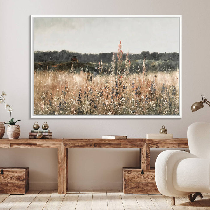 The Rustic Field Landscape Wall Art Print completes the scene.