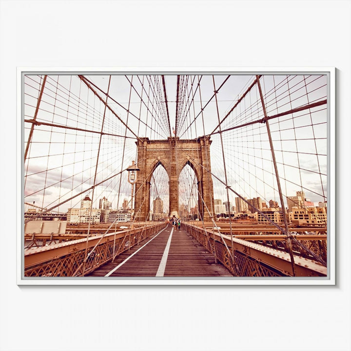 The three-panel "Wall Art New York Manhattan Cityscape Canvas Print" of the Brooklyn Bridge makes an ideal addition to minimalist interiors, capturing the essence of abstract expressionism.