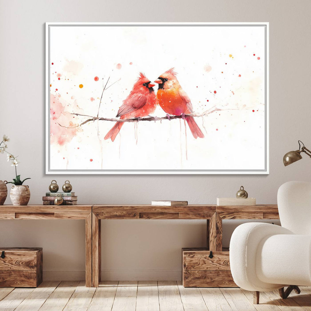 The Cardinal Bird Canvas Wall Art adds vibrant wildlife art to the wall.