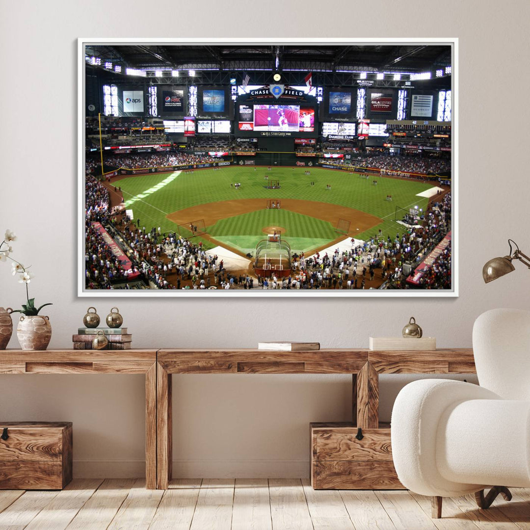 The Arizona Diamondbacks Canvas Print of Chase Field is a meaningful piece of wall art for any sports fan.