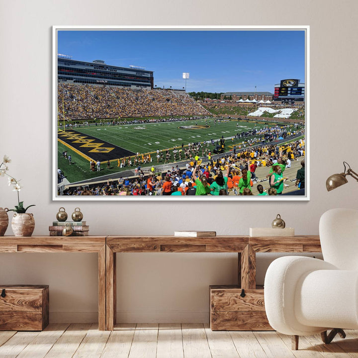 The University of Missouri Tigers Wall Art Canvas Print captures a packed football stadium.