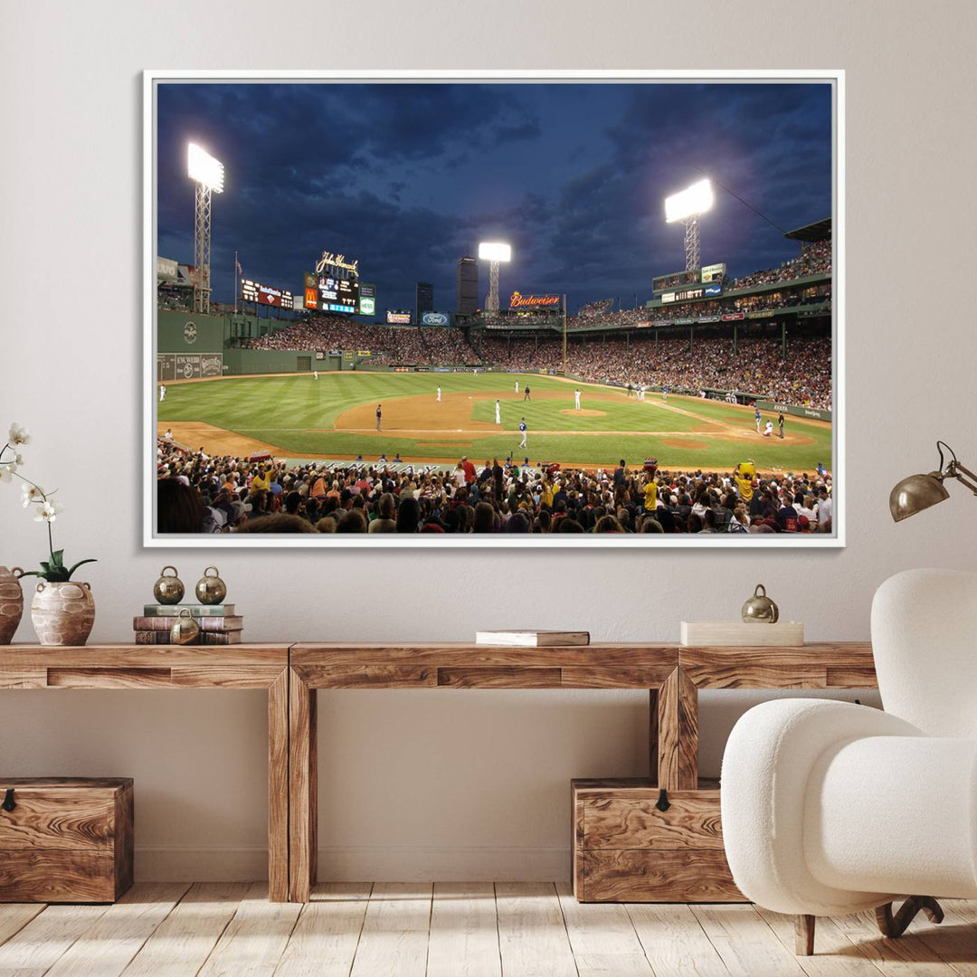 The Boston Red Sox Fenway Park Canvas: a cozy baseball scene, perfect wall art.