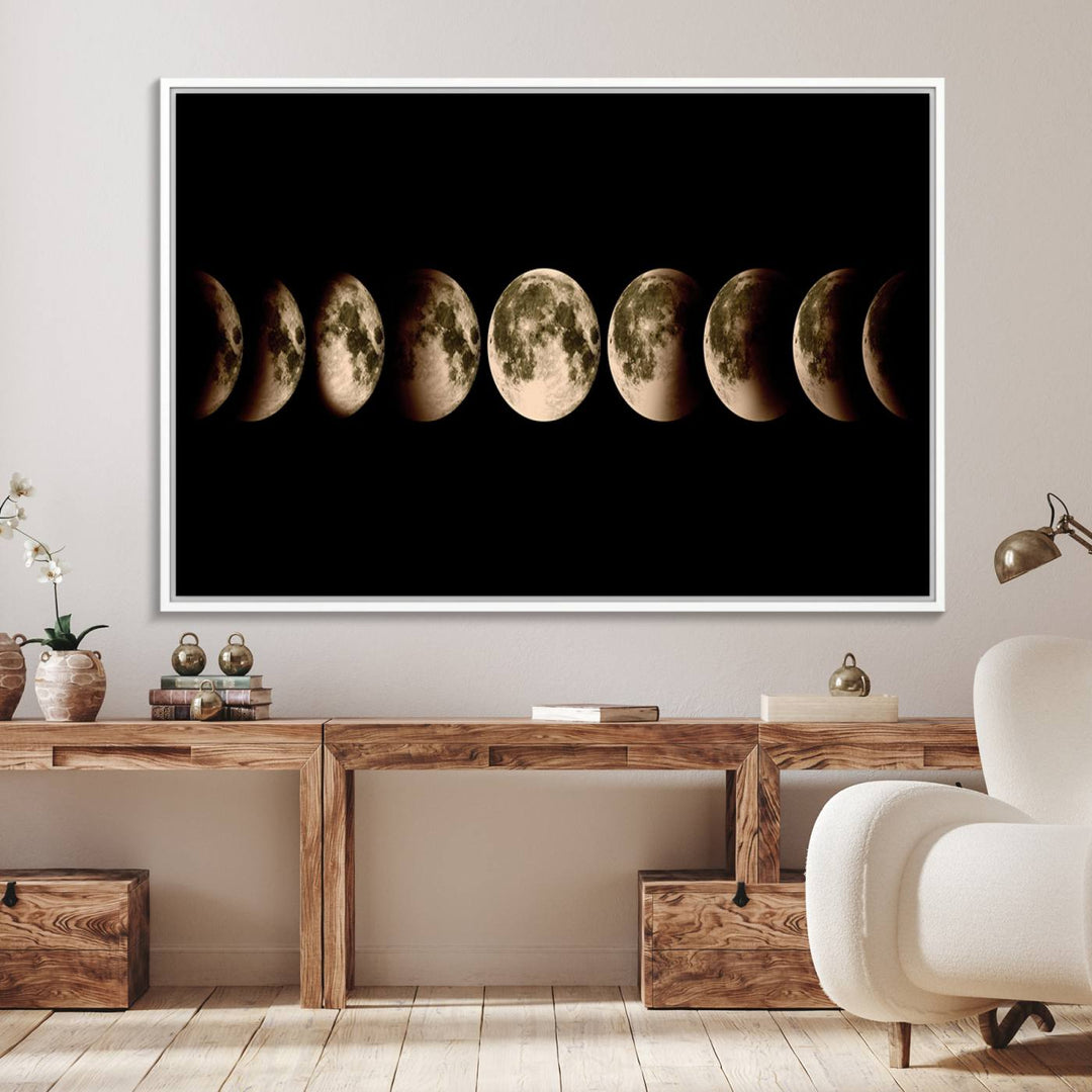 Phases of the Moon canvas print, ideal for lunar sequence decor.