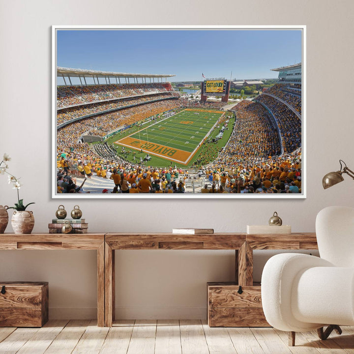 A high-res canvas captures a panoramic view of Waco McLane Stadium.