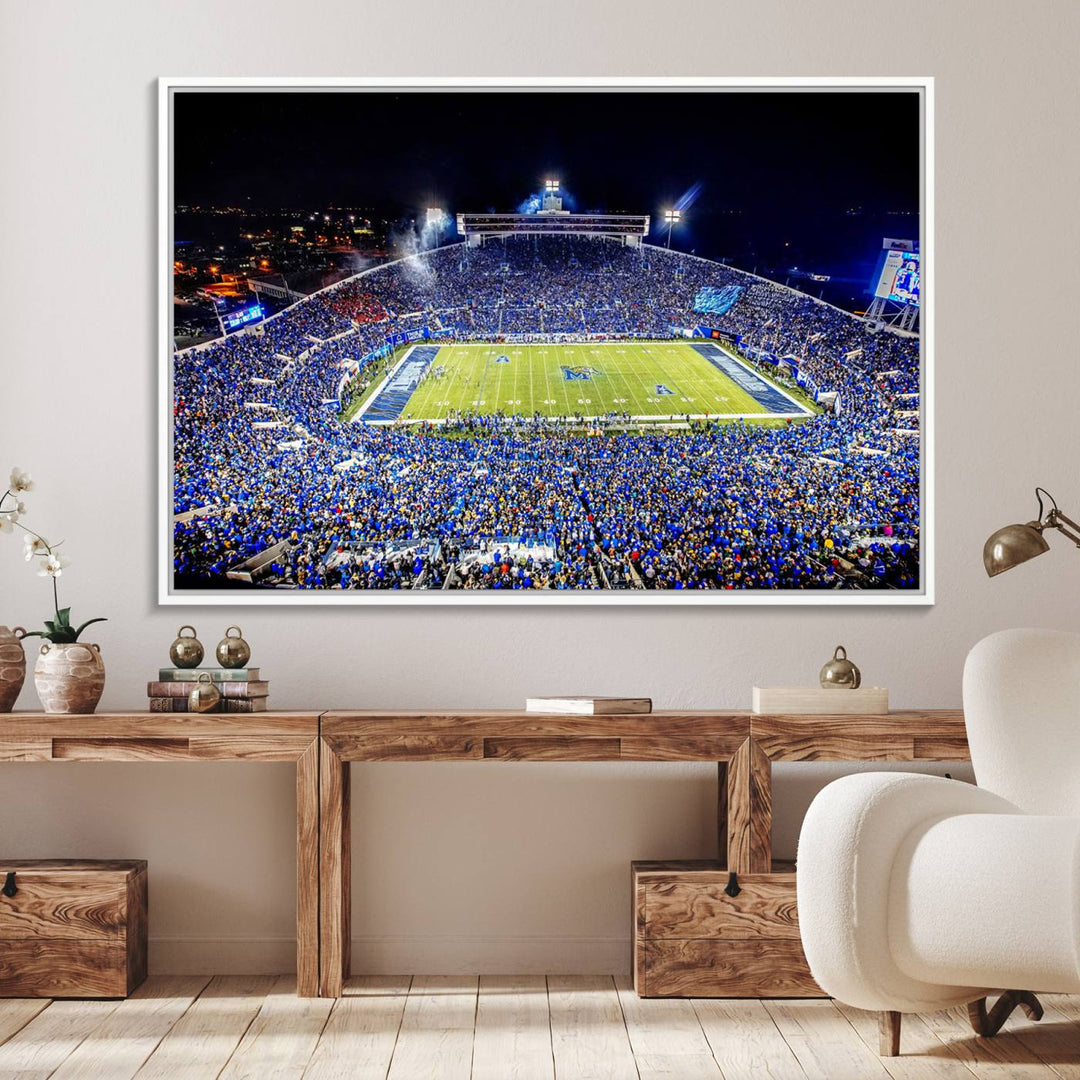 The University of Memphis Tigers Football Team Wall Art Canvas Print shines brightly.